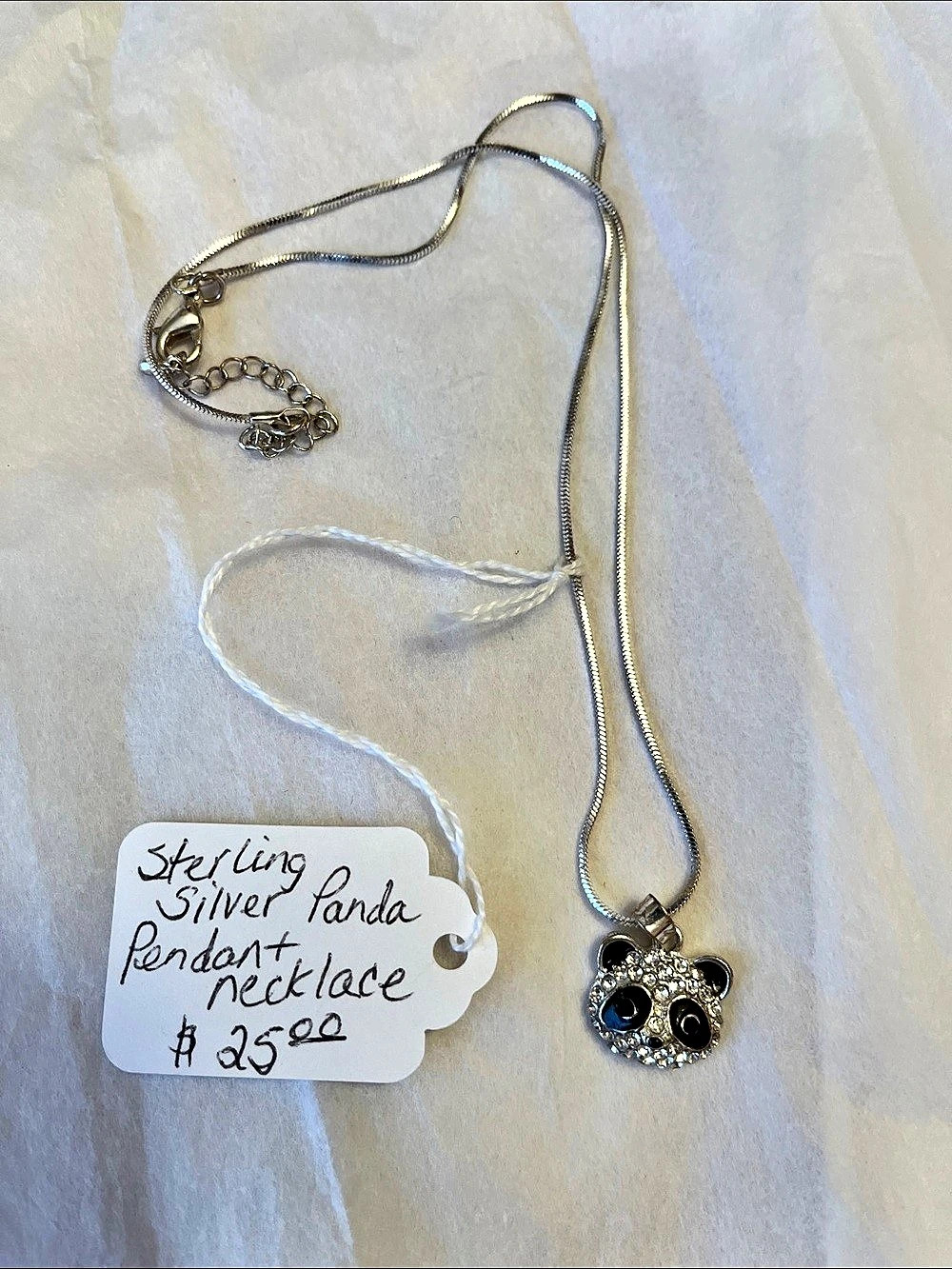 Silver Panda Pendant Necklace Like New